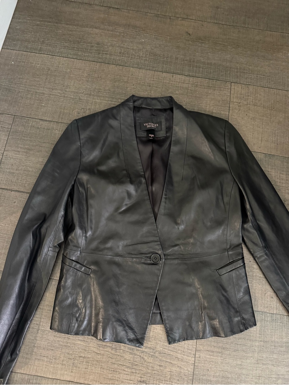 Victoria's Secret Black Leather Single-Button Jacket